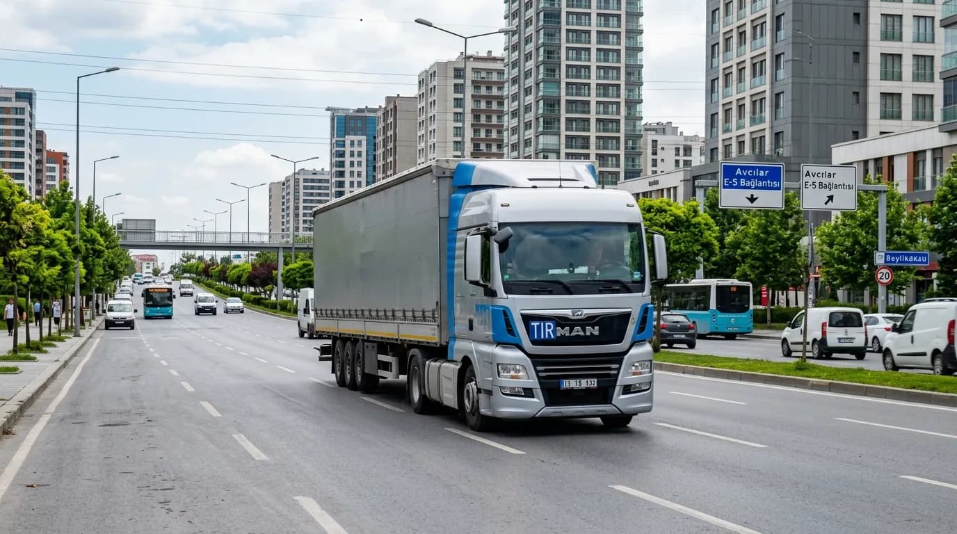 Beylikdüzü geniş bulvarında nakliyat kamyonu