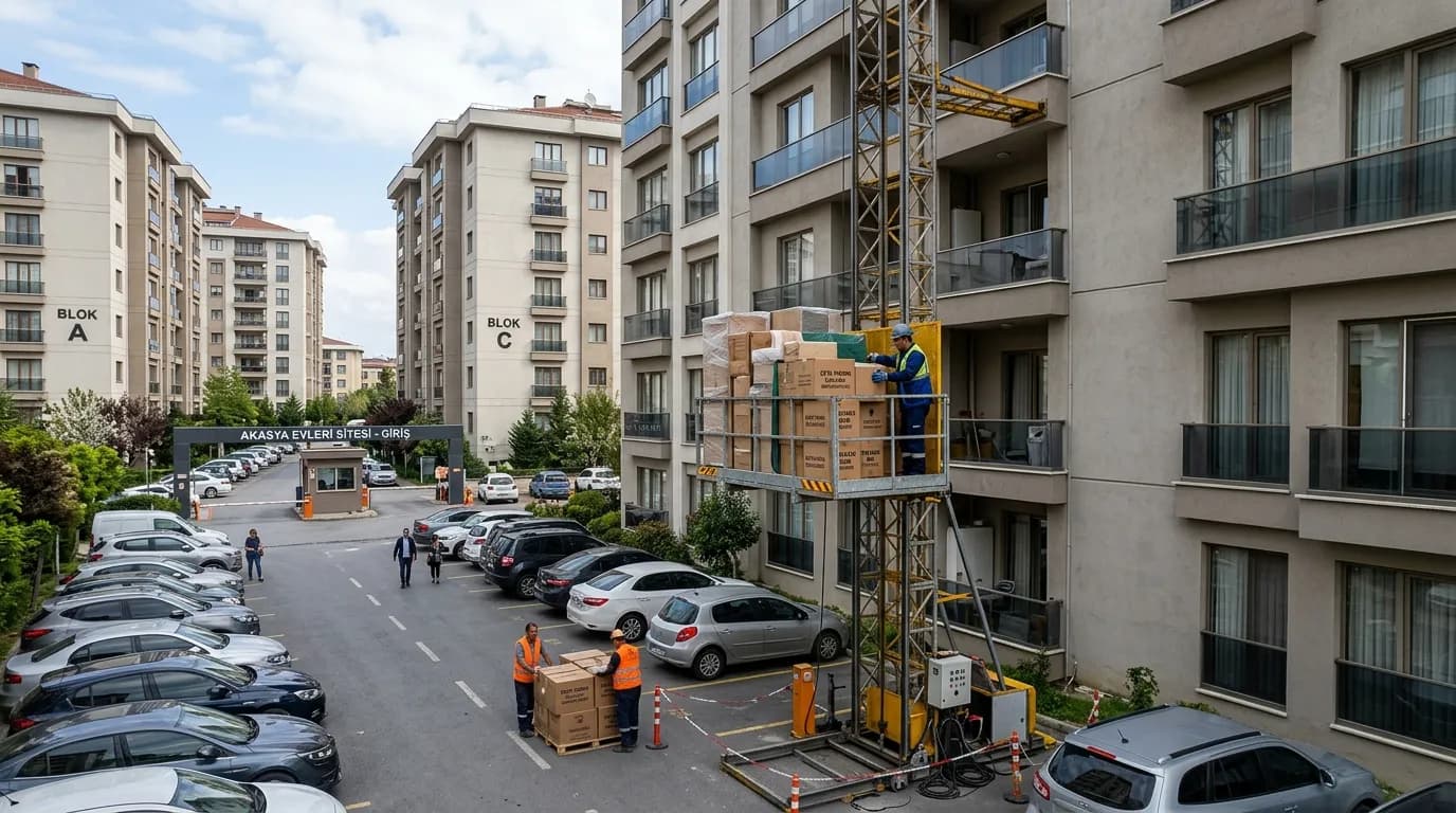 Beylikdüzü kapalı sitede yük asansörüyle eşya taşıma