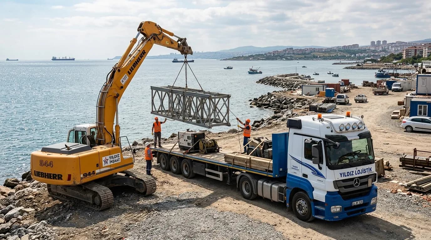 Büyükçekmece sahil sitesinde nakliye kamyonuna yükleme