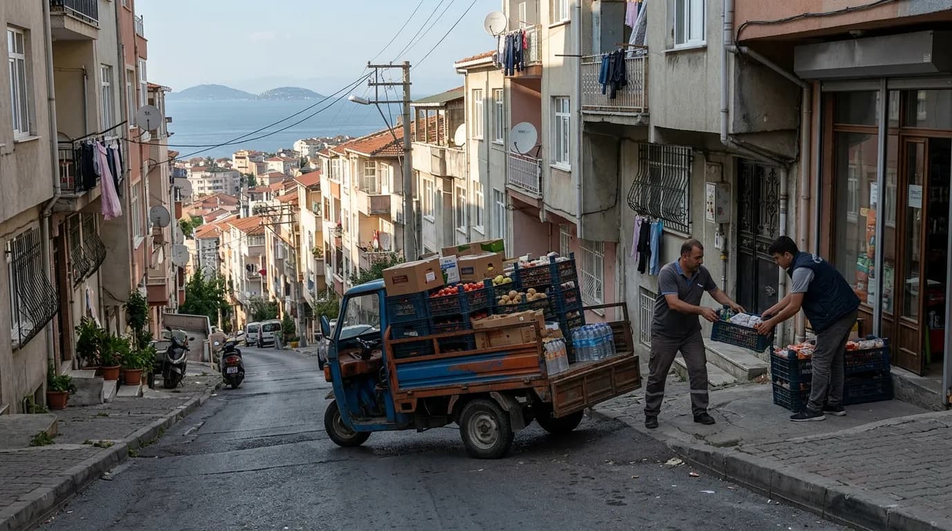 Maltepe Gülsuyu yokuşunda küçük araçla eşya aktarması