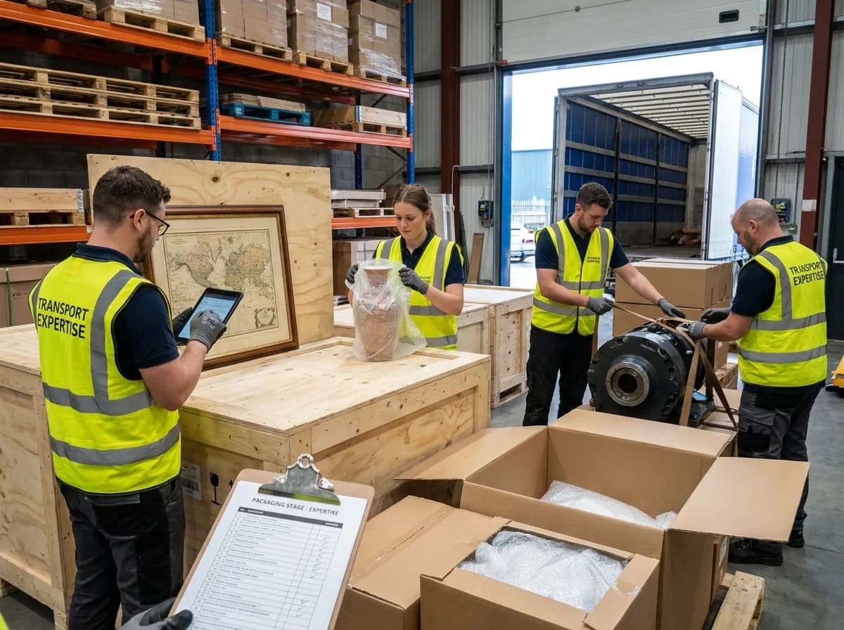 Nakliyat ekibi ekspertiz sırasında eşya paketleme aşamasında