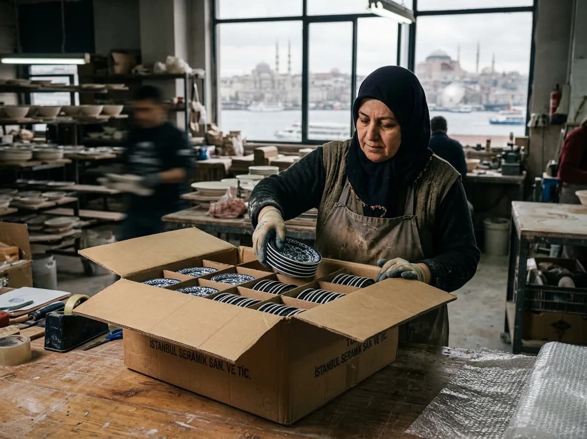 Separatörlü koliye dik dizilen tabakların paketlenmesi