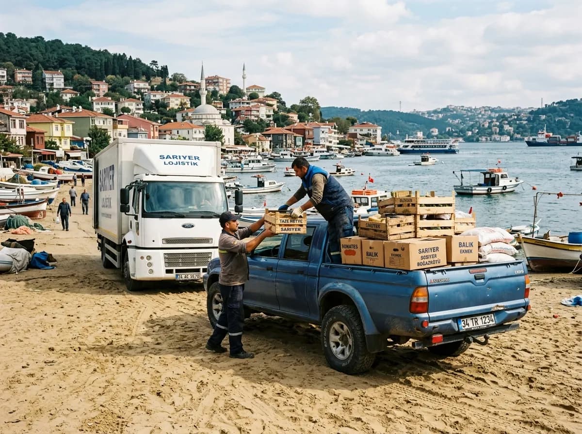 Sarıyer Boğaz köyünde eşyanın sahilde küçük araca aktarılması